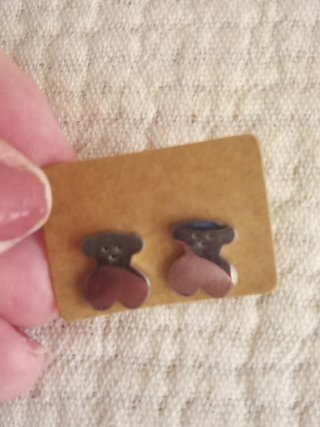 Pendientes oso plateados