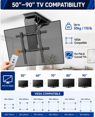 Soporte TV Techo Motorizado 50-90