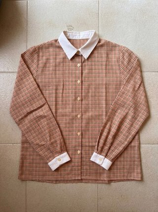 Camisa cuadros naranja y blanco