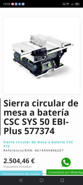 Sierra de mesa Festool CSC SYS 50 EBI