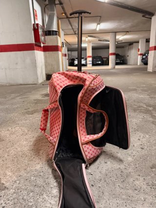 Maleta de viaje con ruedas y estampado