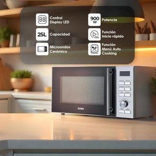 Svan Microondas 25 Litros Cerámico Inox 900w