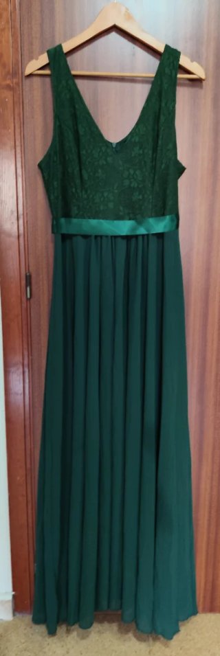 Vestido largo fiesta cuello V verde