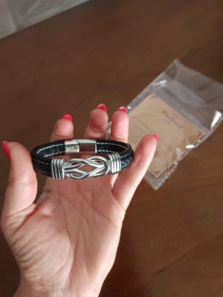 Pulsera cuero y acero nudo hombre