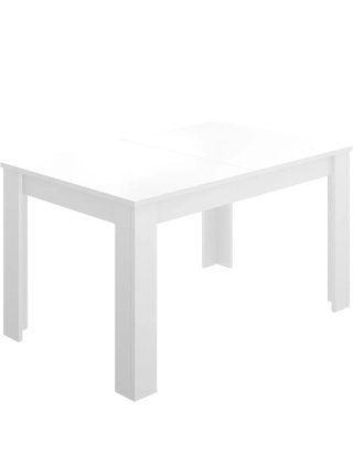 Mesa de comedor blanca de madera lacada