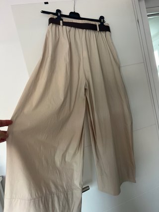 Pantalón balloon Cristinas beige y marrón