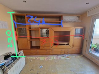 Mueble modular salón vitrinas e iluminación