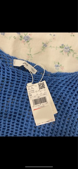 Saia de croché azul comprida