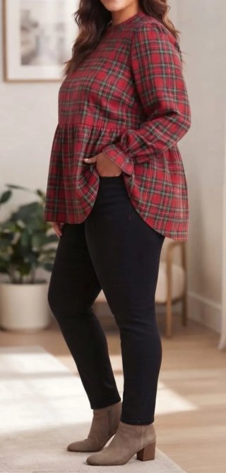 Blusa Tartán Talla Grande 7XL