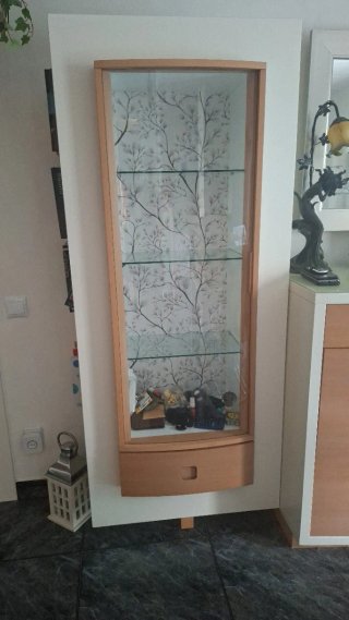 Vitrina de cristal y madera