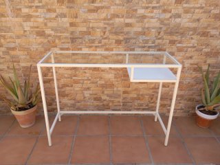 Escritorio Ikea Metal Cristal Blanco