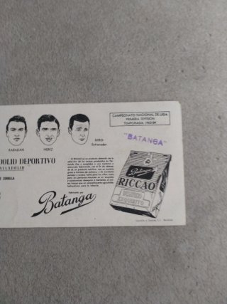 Cromos R. Valladolid 1954 Chocolate Batanga