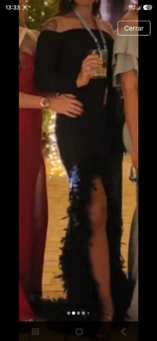 Vestido fiesta hecho a mano. Plumas naturales.