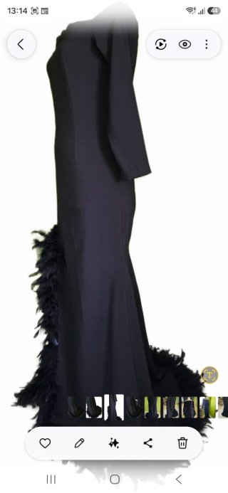 Vestido fiesta hecho a mano. Plumas naturales.