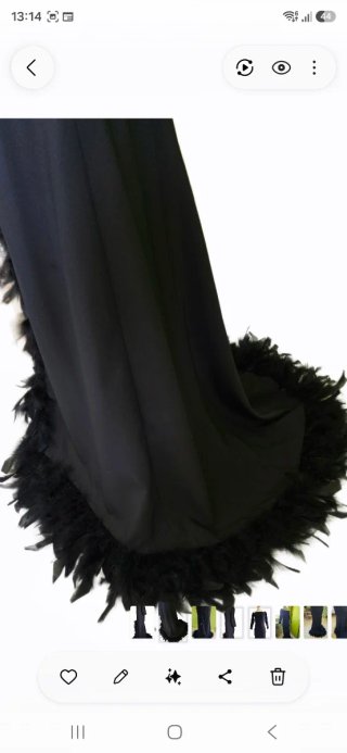 Vestido fiesta hecho a mano. Plumas naturales.