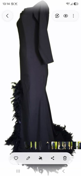 Vestido fiesta hecho a mano. Plumas naturales.