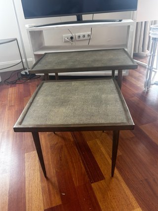 Juego 2 mesas italianas auxiliares metal y madera