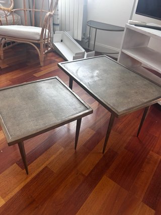 Juego 2 mesas italianas auxiliares metal y madera