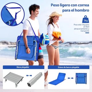 Tumbona Esterilla de Playa con Respaldo Plegable