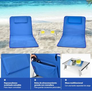 Tumbona Esterilla de Playa con Respaldo Plegable