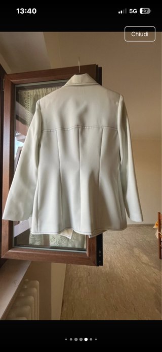 Completo giacca e vestito midi celestino