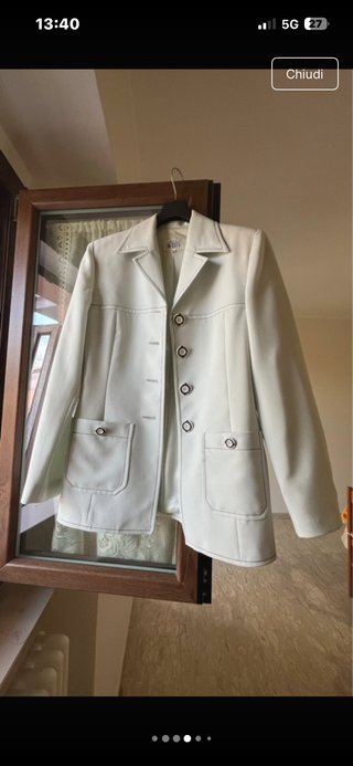 Completo giacca e vestito midi celestino