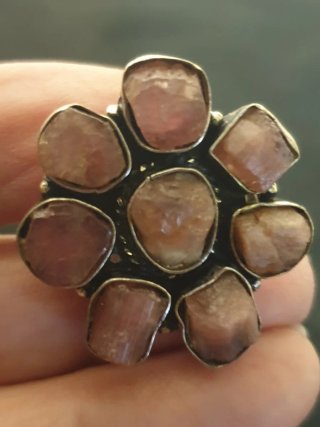 Anillo Plata y Rubíes Rosados