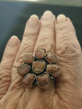 Anillo Plata y Rubíes Rosados