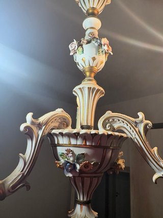 Lampadario Capodimonte 3 bracci vintage
