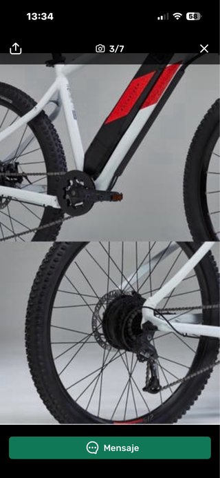 Bicicleta Eléctrica rockraider st100 blanca y roja