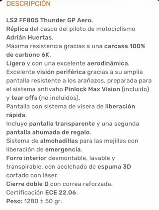 Casco Moto LS2 Thunder Azul talla L sin estrenar