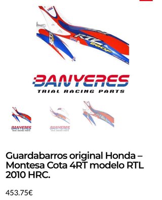Guardabarros Honda Montesa Cota 4RT RTL
