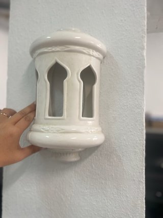 Farol de cerámica blanco