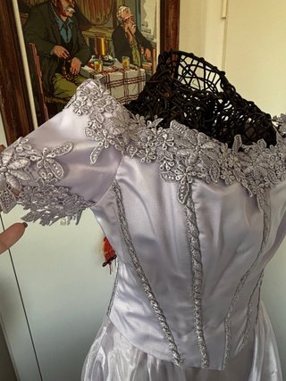 Vestido fiesta vintage morado y plata