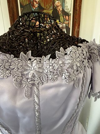 Vestido fiesta vintage morado y plata