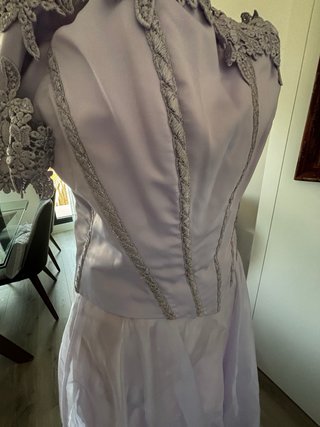 Vestido fiesta vintage morado y plata