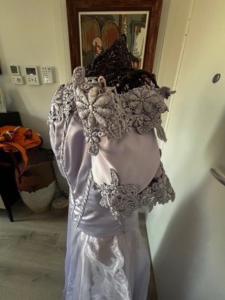 Vestido fiesta vintage morado y plata