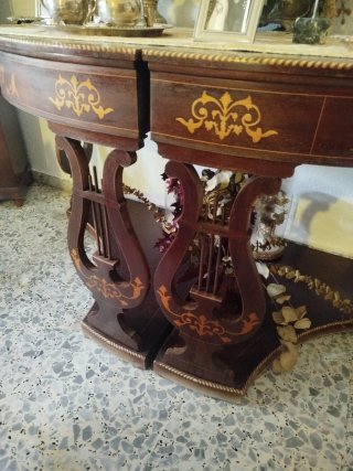 Consola recibidor antigua caoba dorada