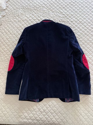 Americana Terciopelo Azul con Codos Rojos Talla 46