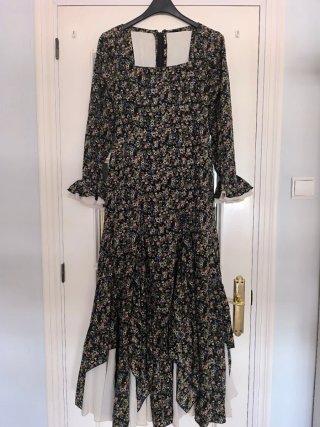 Vestido Flamenca Manga Larga Negro Estampado
