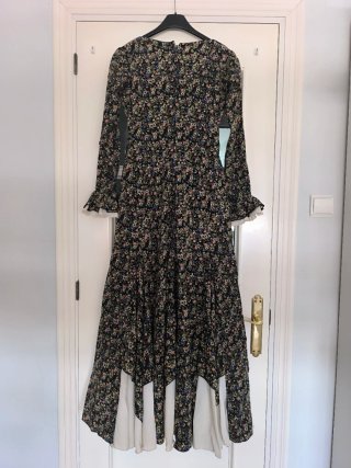 Vestido Flamenca Manga Larga Negro Estampado