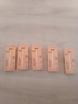 Penne BIC Cristal Renew, ricaricabili, 5 pezzi