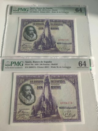 Billete 100 Pesetas España 1928 PMG 64