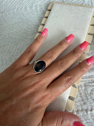 Anillo Plata y Cuarzo Ahumado Facetado