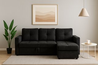 Sofá Cama Negro Terciopelo - Hacemos envios