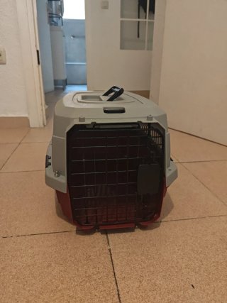 Transportín gato/perro pequeño gris/rojo