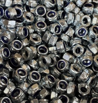 100 Porcas Nyloc M6 Aço Zincado