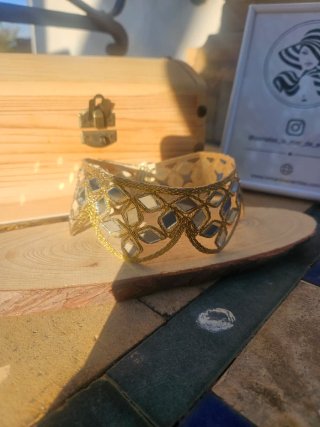 Gargantilla choker dorada y plateada con espejos