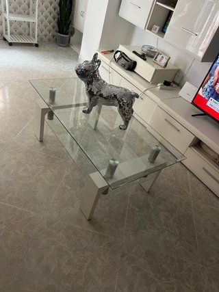 Mesa de centro cristal y metal