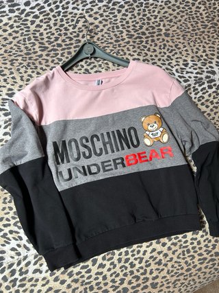 Felpa Moschino Teddy Bear Grigio Rosa